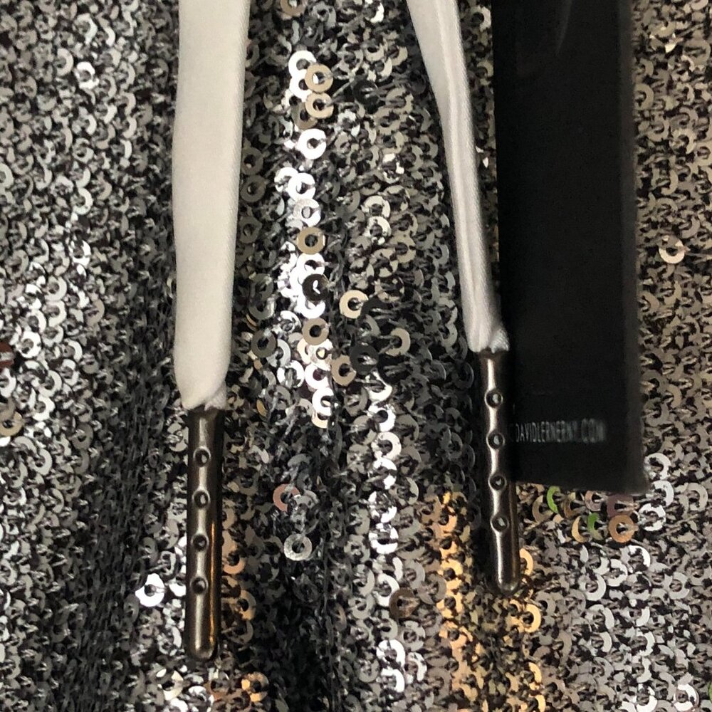 NWT David Lerner Silver Sequin Jogger Pant - Picture 5 of 16